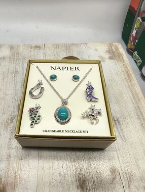 Napier Silver-Tone Western Charm Interchangeable Pendant Set & Pe
